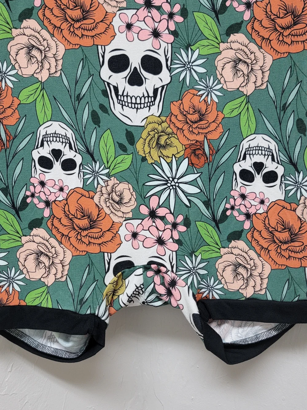 The Simple Seed Bamboo Kids Sweet Skully Short Romper Viscose Floral Skull 12/14